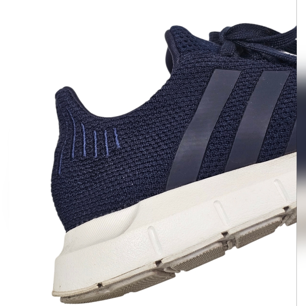 Adidas 3 Stripe Navy Men's Athletic Sneaker, Knit Upper, Size 9 1/2 - Picture 3 of 9